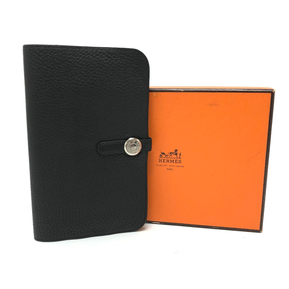 HERMES Long Wallet Purse Togo black Dogon GM Wallet Women Used