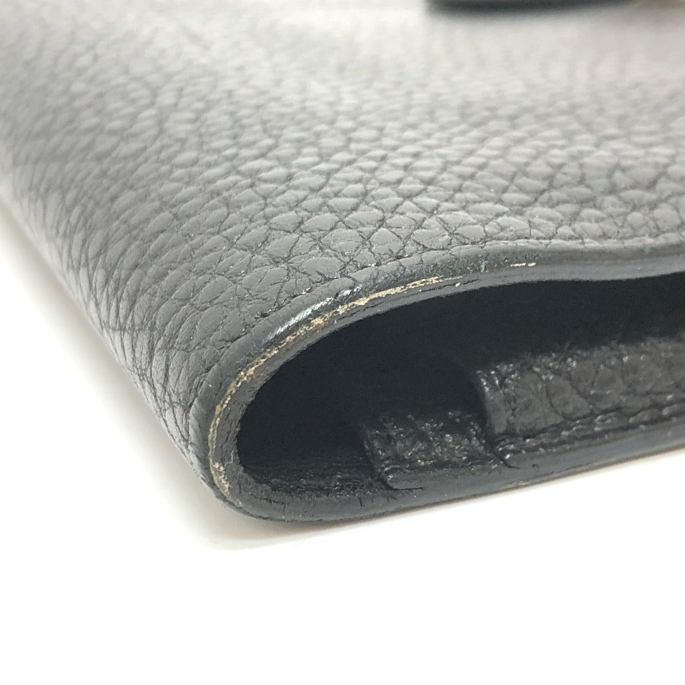 HERMES Long Wallet Purse Togo black Dogon GM Wallet Women Used