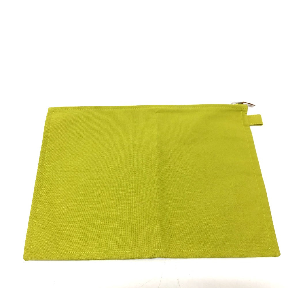 HERMES Pouch canvas Green type Large