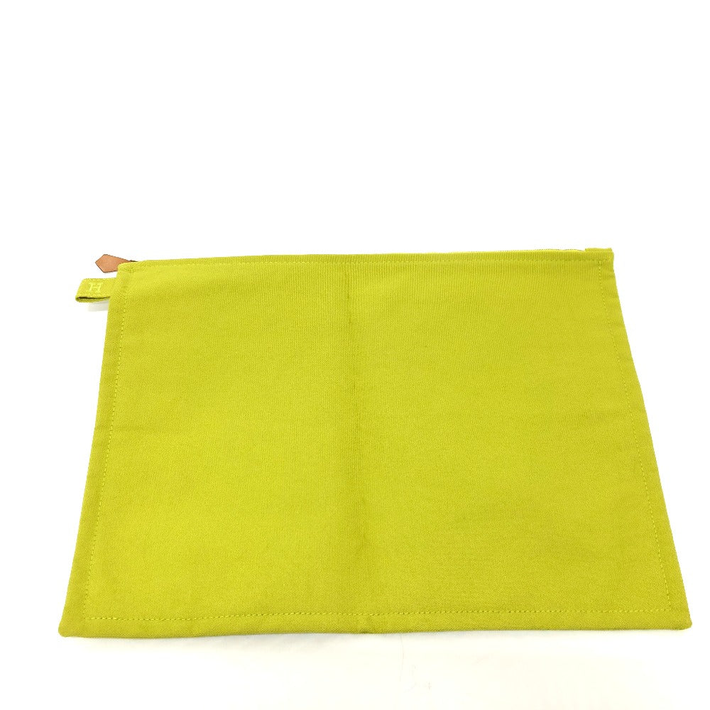 HERMES Pouch canvas Green type Large