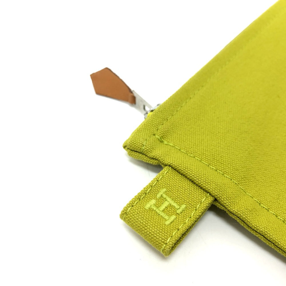 HERMES Pouch canvas Green type Large