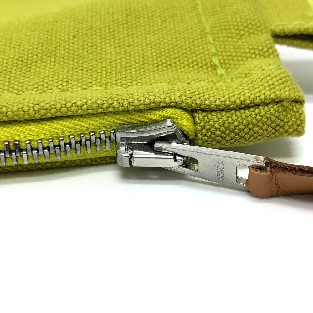 HERMES Pouch canvas Green type Large