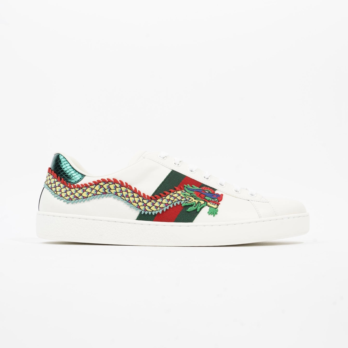 Gucci Ace Dragon White / Green / Red Leather EU 43 UK 9