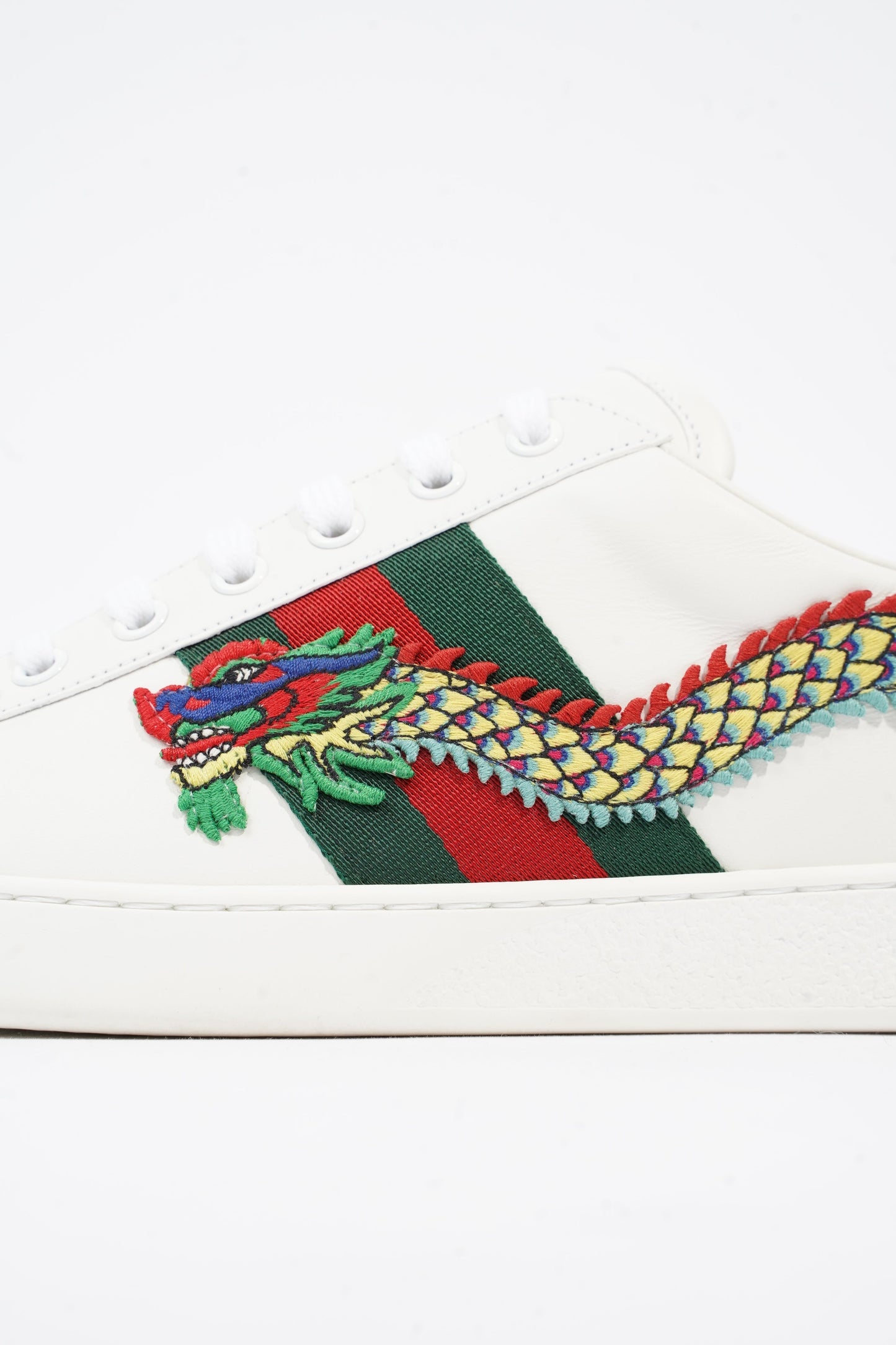 Gucci Ace Dragon White / Green / Red Leather EU 43 UK 9
