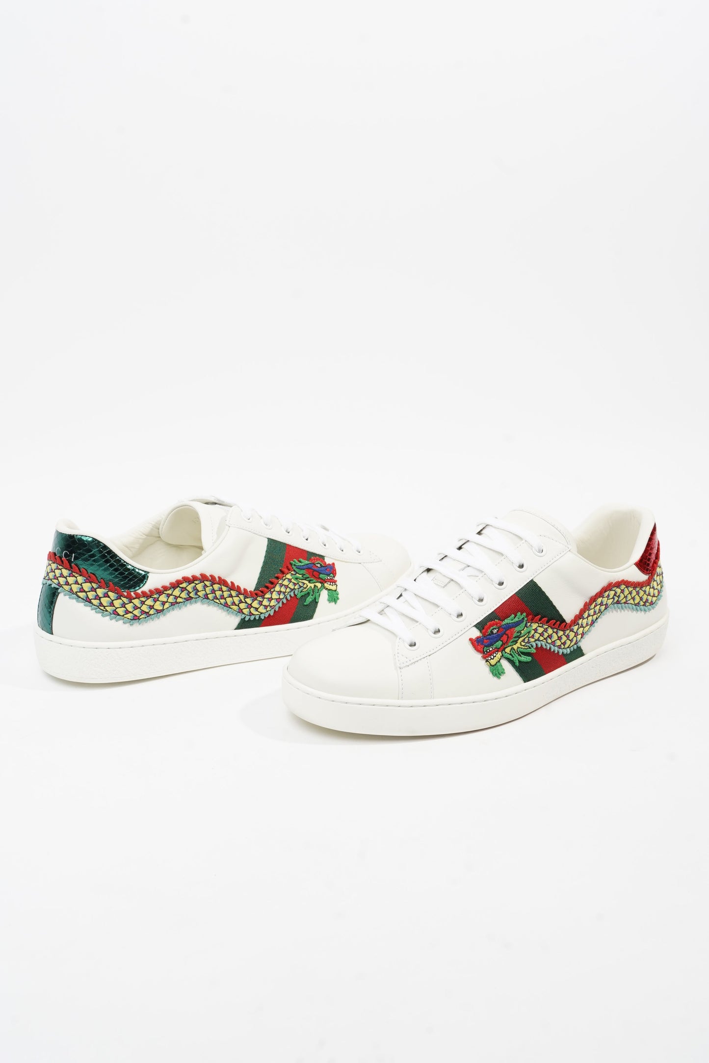 Gucci Ace Dragon White / Green / Red Leather EU 43 UK 9