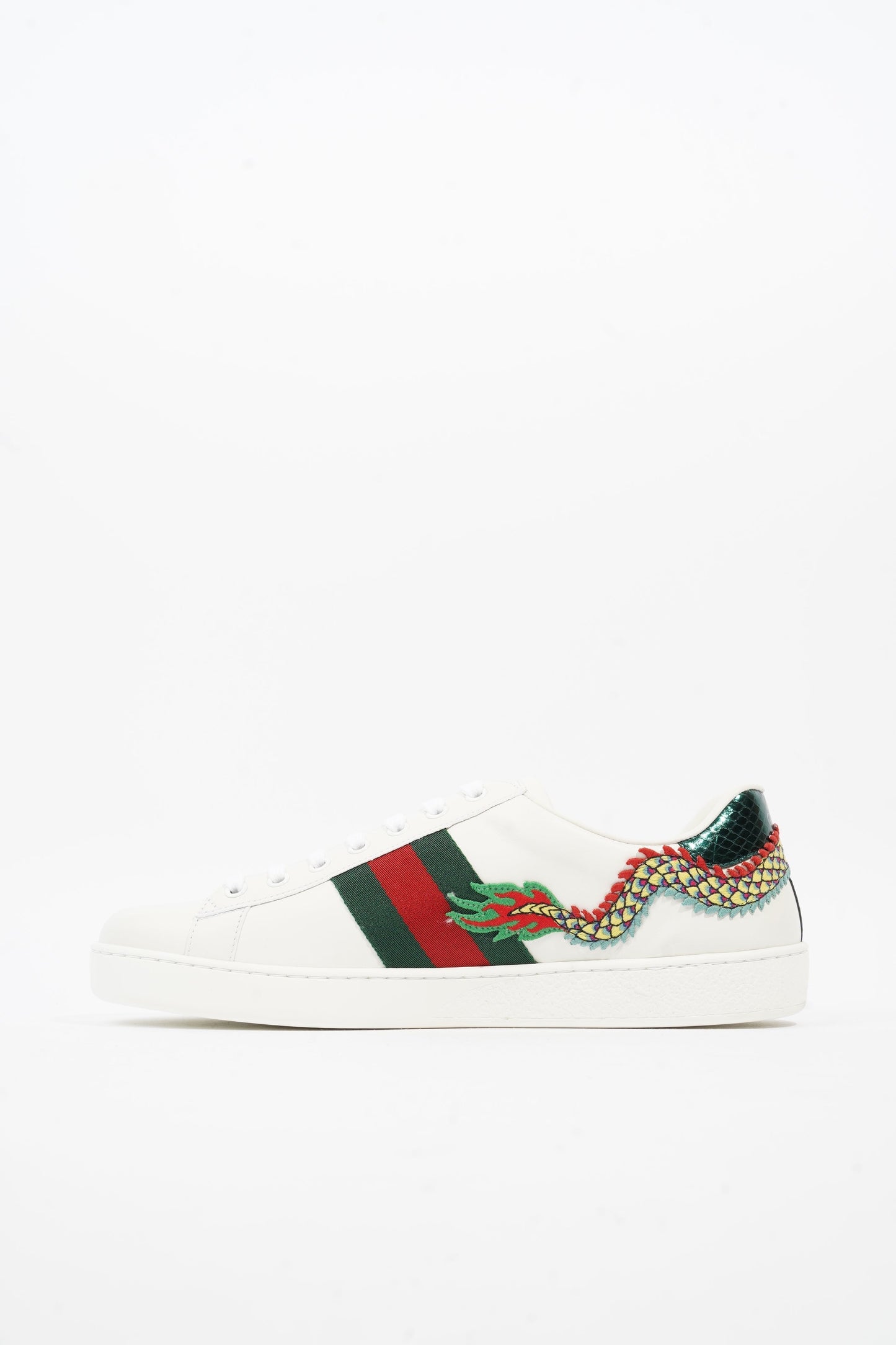 Gucci Ace Dragon White / Green / Red Leather EU 43 UK 9