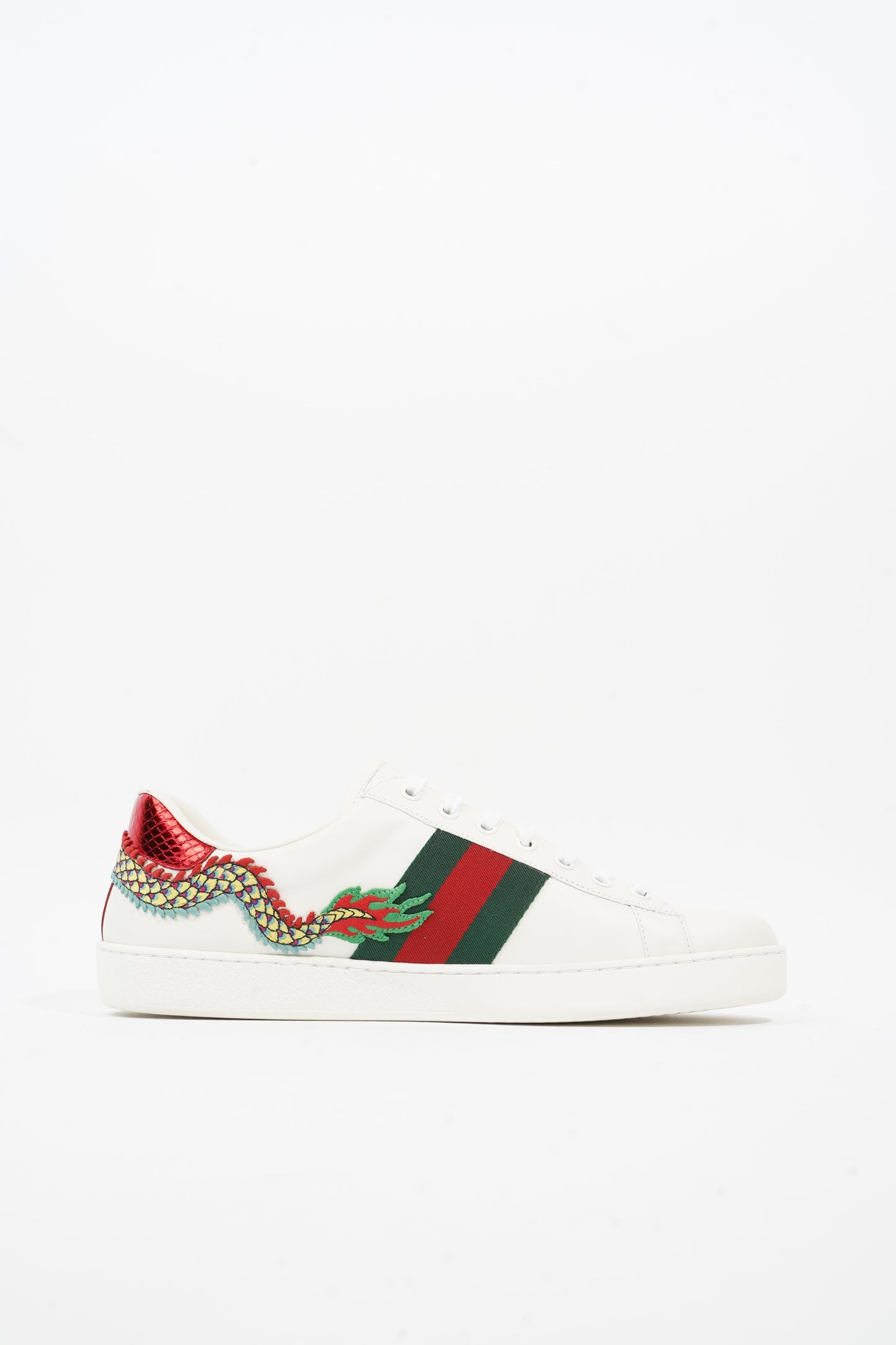 Gucci Ace Dragon White / Green / Red Leather EU 43 UK 9