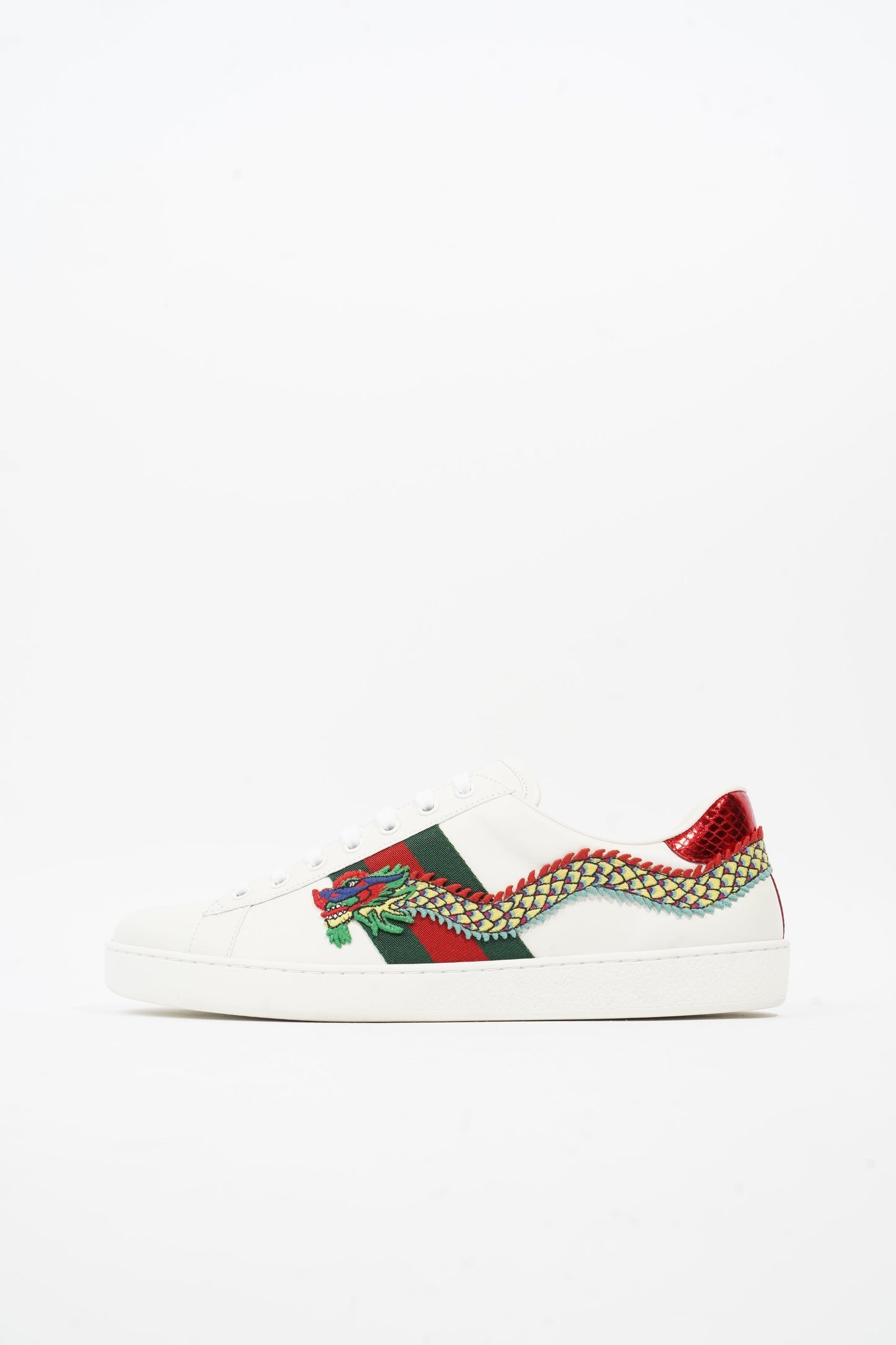 Gucci Ace Dragon White / Green / Red Leather EU 43 UK 9