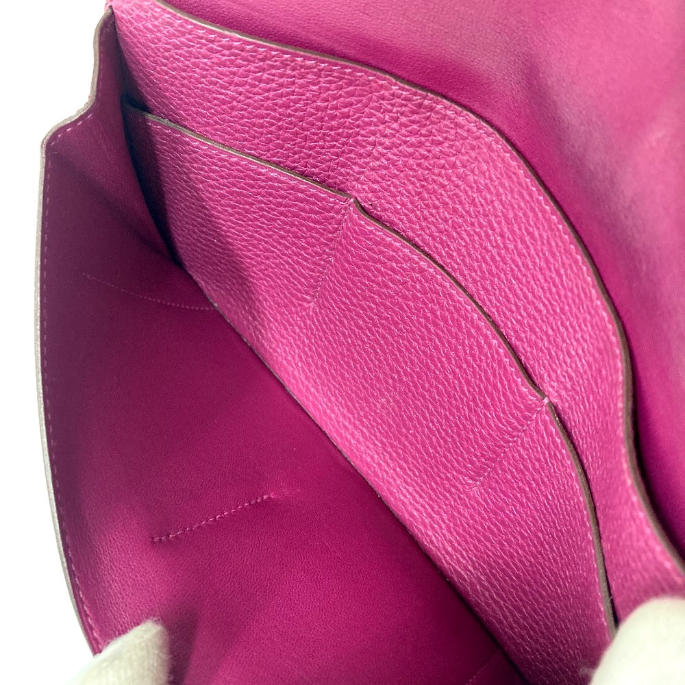 HERMES Folded wallet Taurillon Clemence Purple type Dogon GM unisex(Unisex) Used