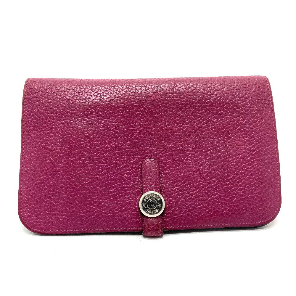 HERMES Folded wallet Taurillon Clemence Purple type Dogon GM unisex(Unisex) Used