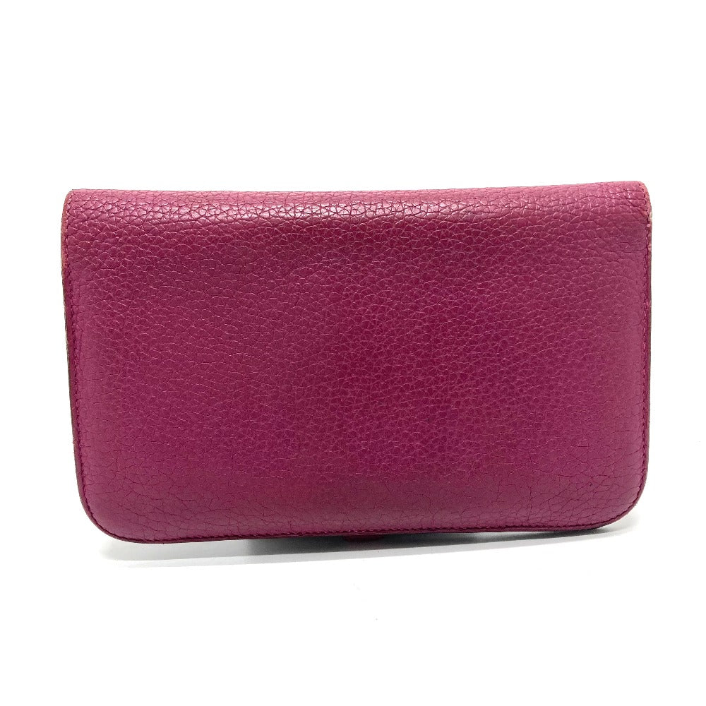 HERMES Folded wallet Taurillon Clemence Purple type Dogon GM unisex(Unisex) Used