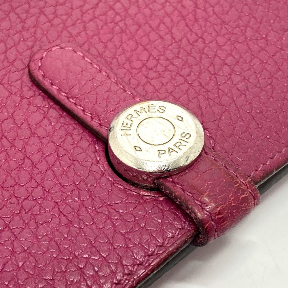 HERMES Folded wallet Taurillon Clemence Purple type Dogon GM unisex(Unisex) Used