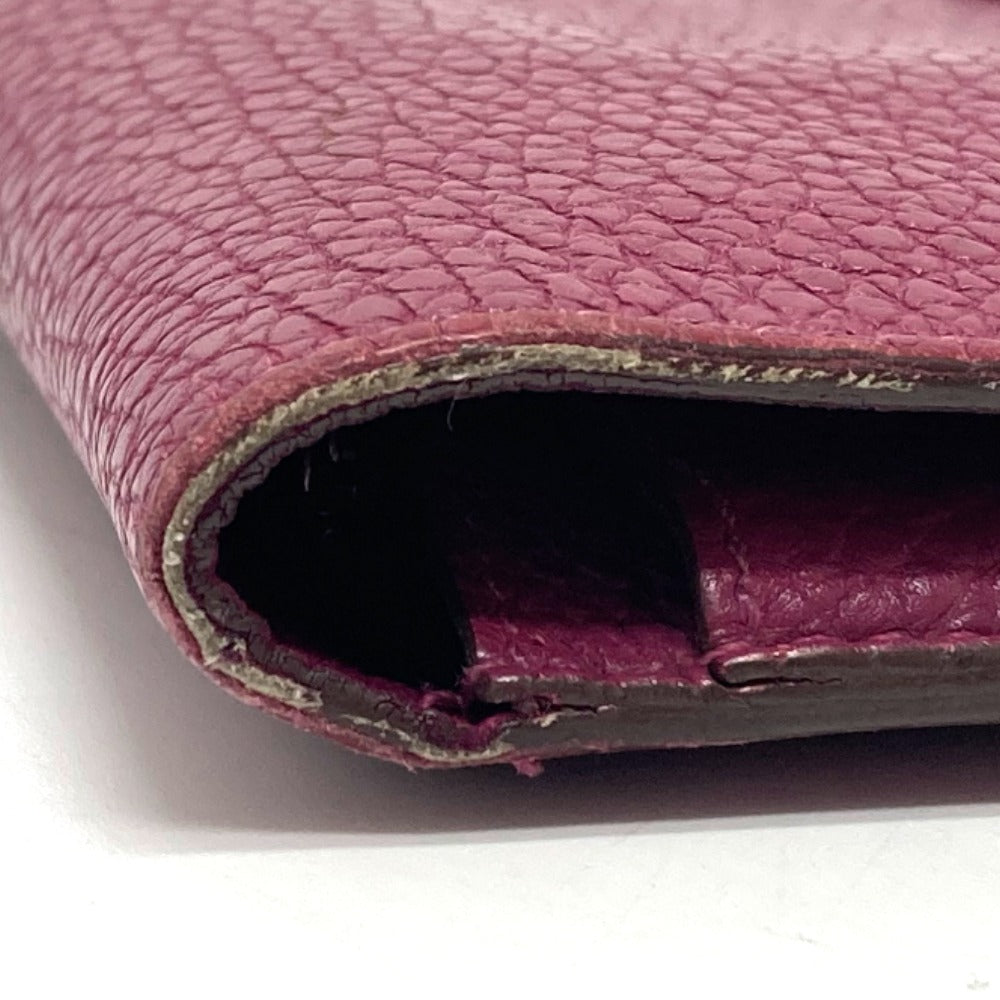 HERMES Folded wallet Taurillon Clemence Purple type Dogon GM unisex(Unisex) Used