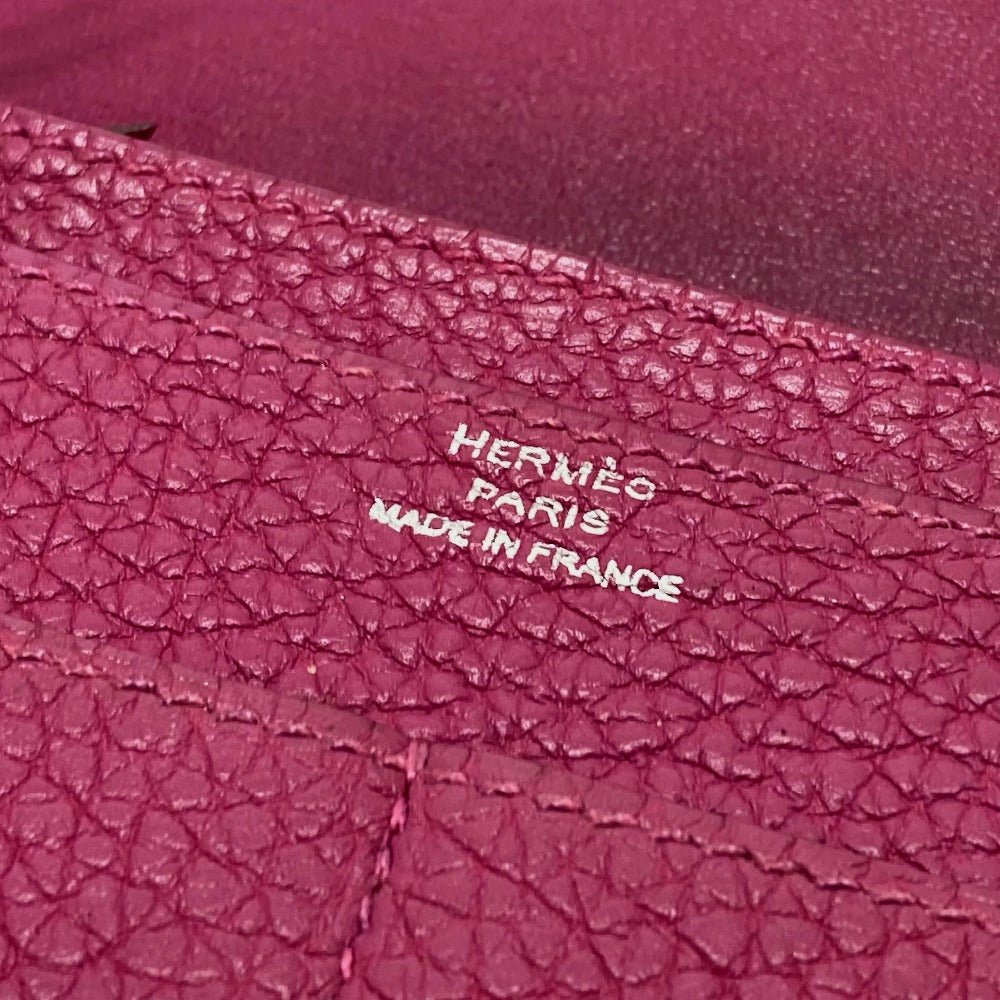 HERMES Folded wallet Taurillon Clemence Purple type Dogon GM unisex(Unisex) Used