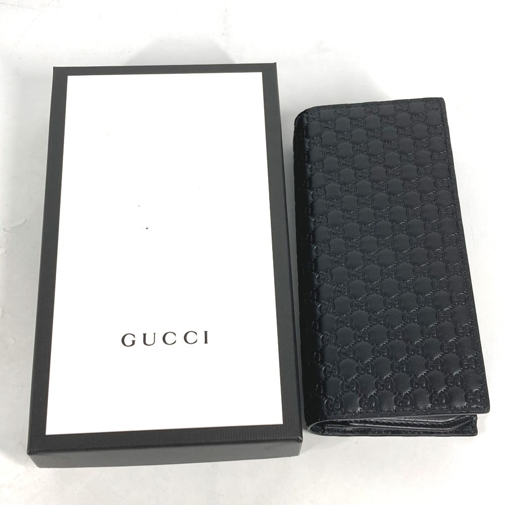 GUCCI Long Wallet Purse 544479 Sima leather black Micro Guccisima GG mens Used