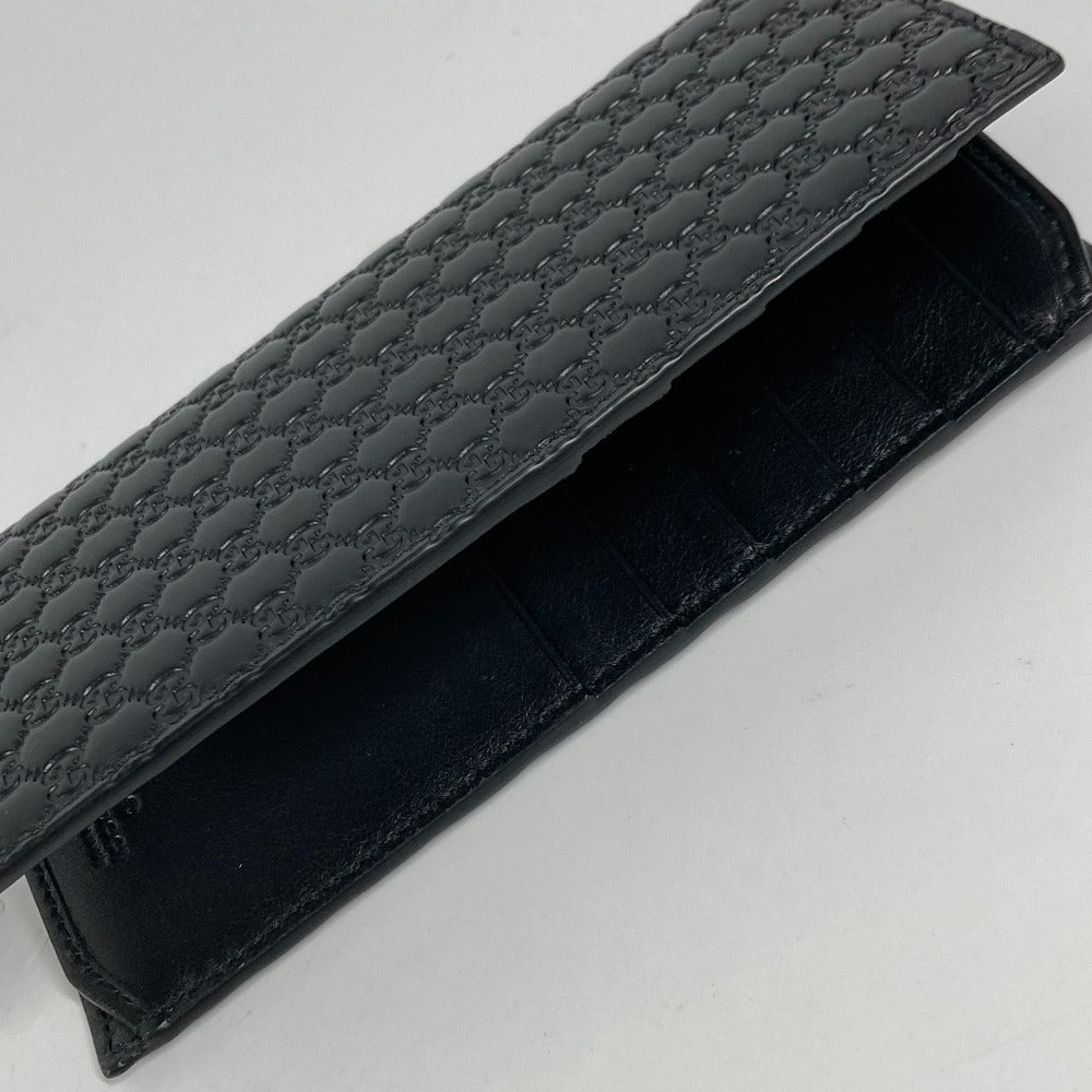 GUCCI Long Wallet Purse 544479 Sima leather black Micro Guccisima GG mens Used