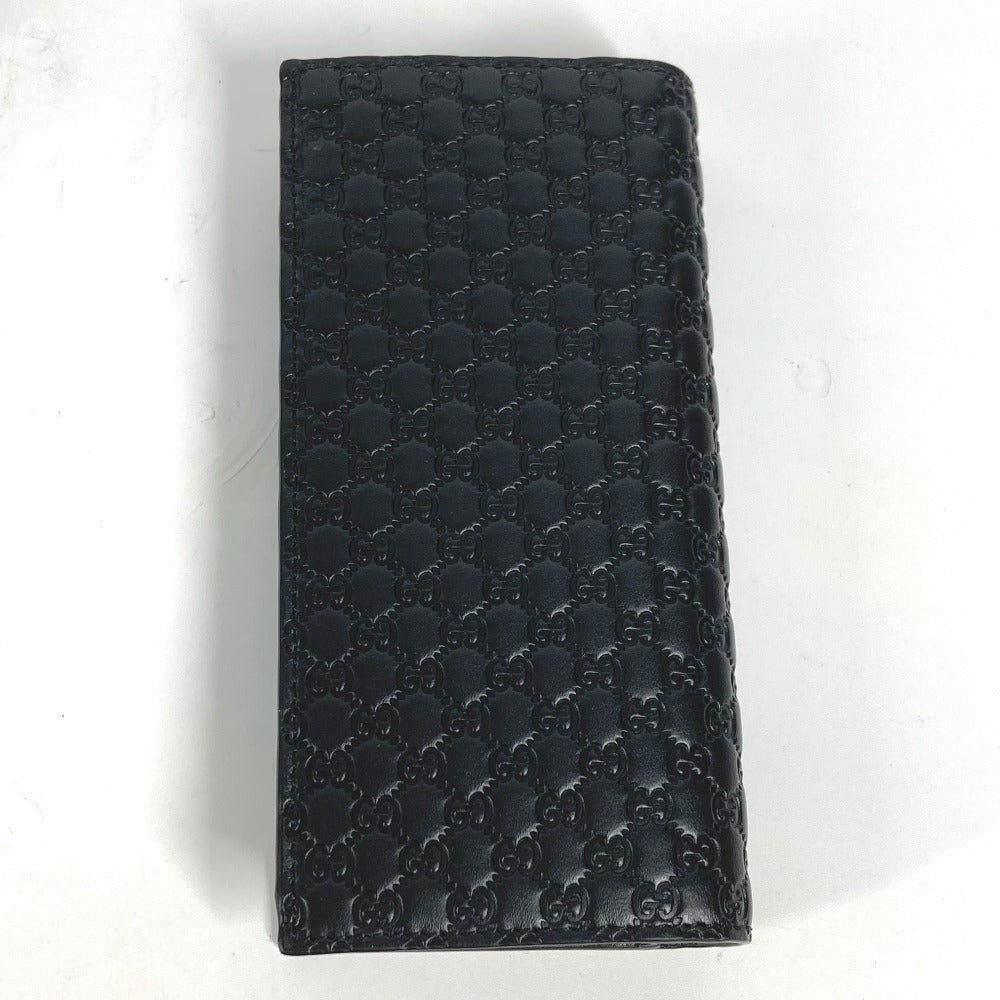 GUCCI Long Wallet Purse 544479 Sima leather black Micro Guccisima GG mens Used
