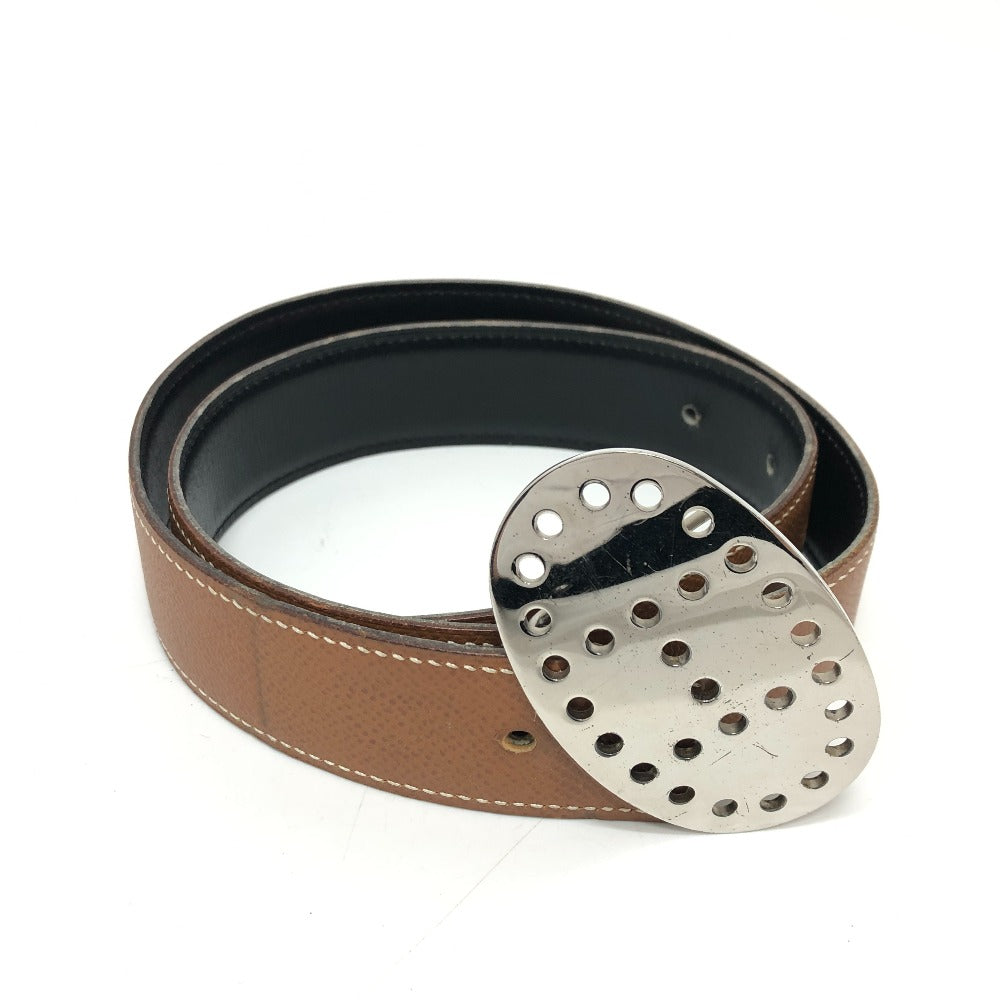 HERMES belt Boxcalf, Epsom Brown Punching H logo Women 65 Used