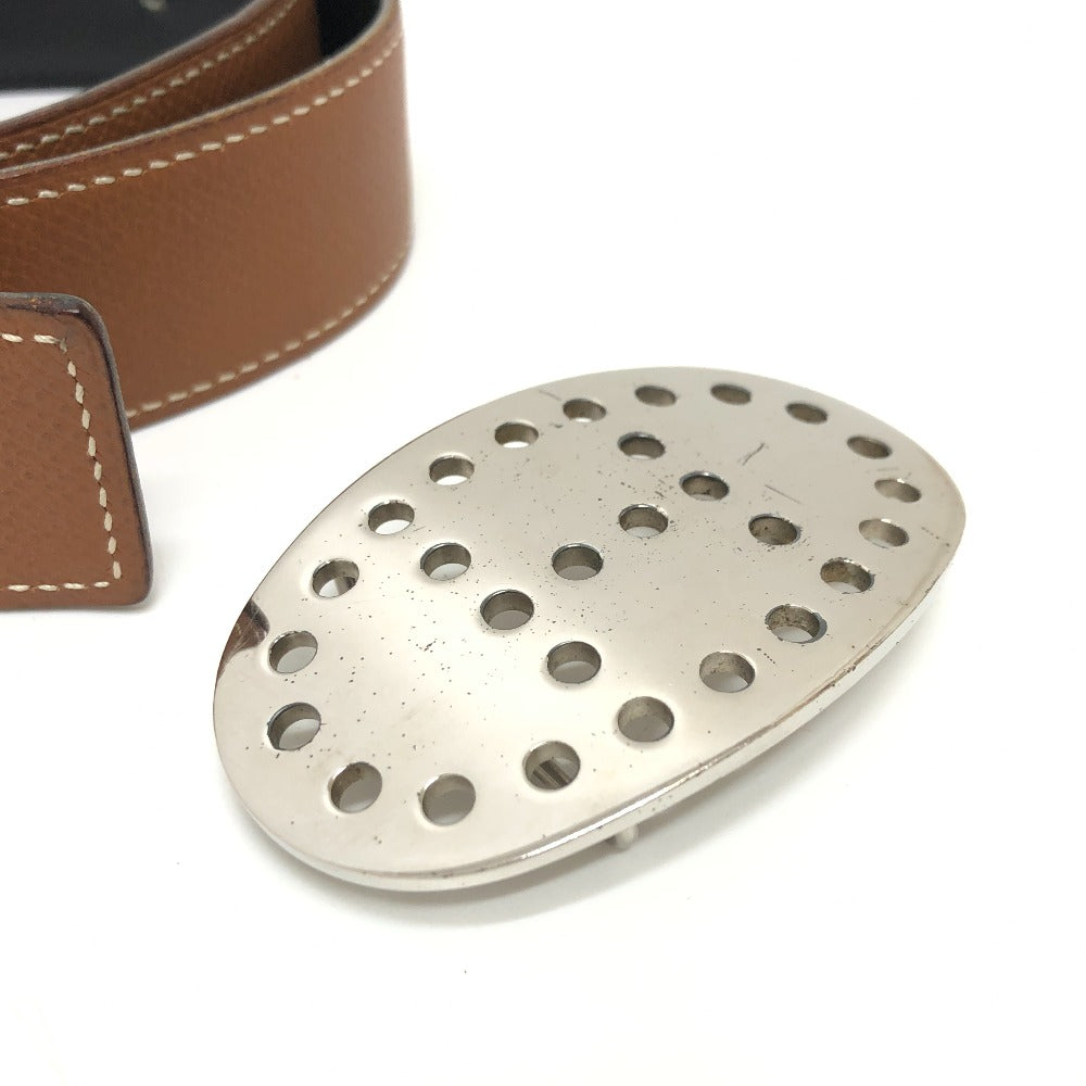 HERMES belt Boxcalf, Epsom Brown Punching H logo Women 65 Used