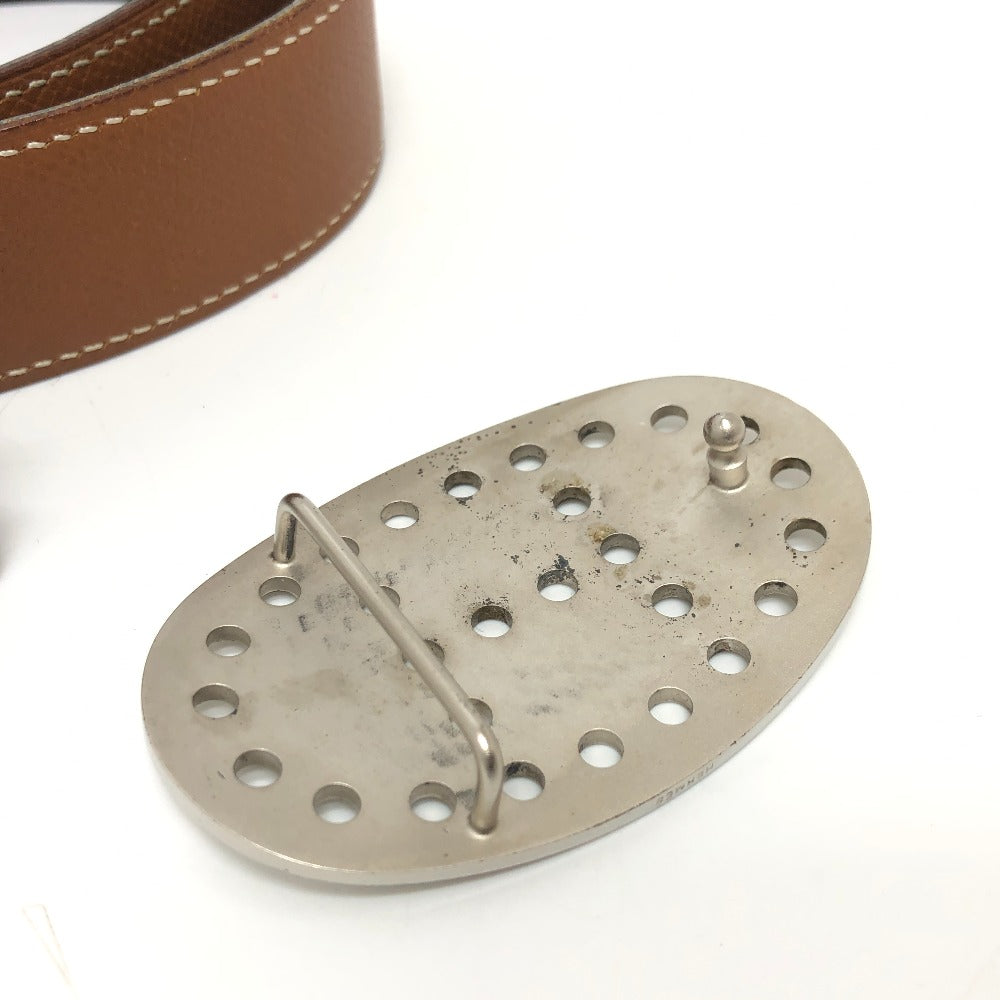 HERMES belt Boxcalf, Epsom Brown Punching H logo Women 65 Used