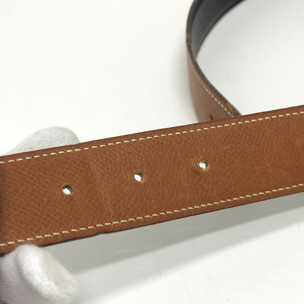 HERMES belt Boxcalf, Epsom Brown Punching H logo Women 65 Used