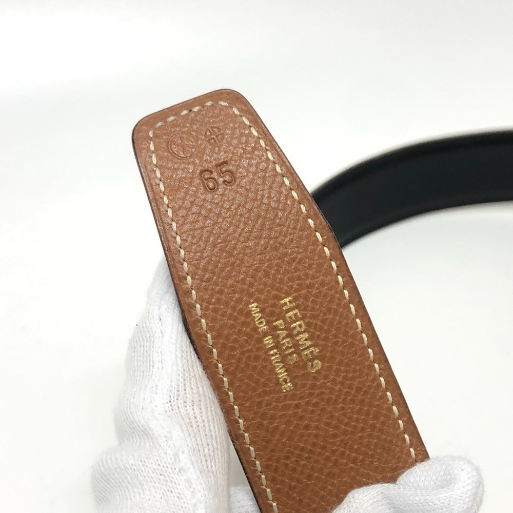 HERMES belt Boxcalf, Epsom Brown Punching H logo Women 65 Used