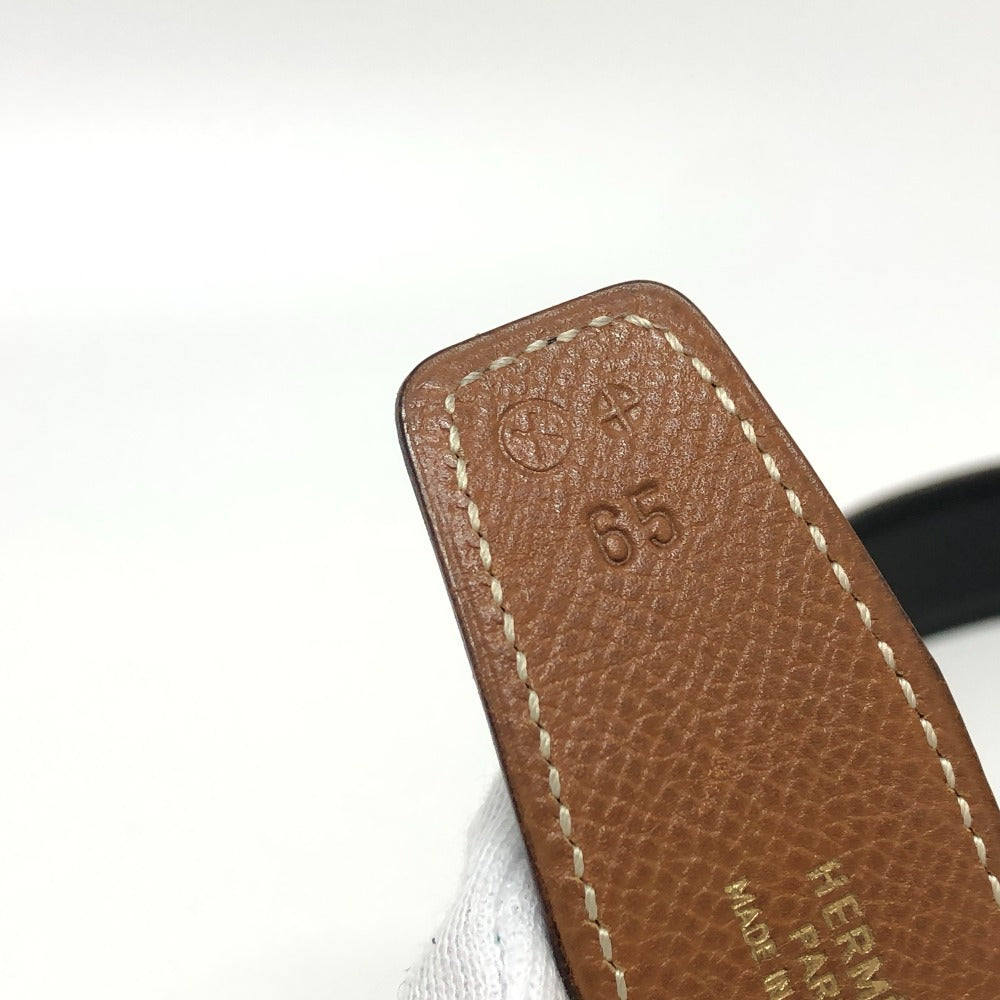 HERMES belt Boxcalf, Epsom Brown Punching H logo Women 65 Used