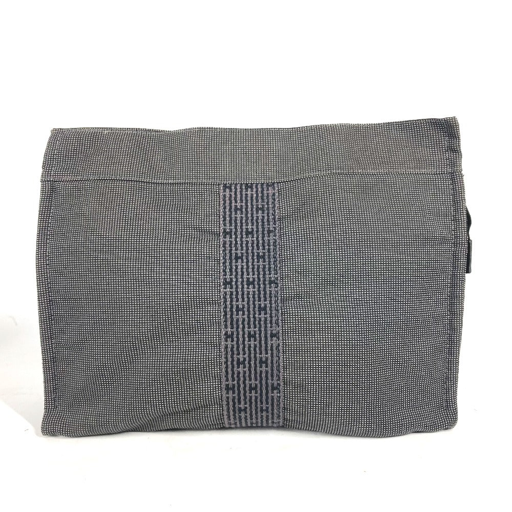 HERMES Clutch bag canvas gray Her Line Pouch MM Women Used