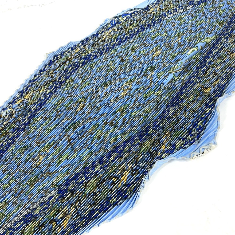HERMES scarf silk blue Carre PleatedCarre Women Used