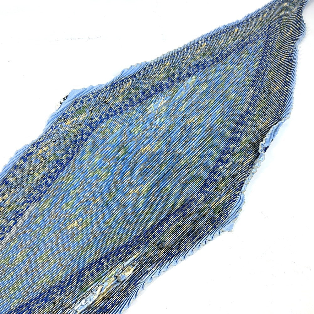 HERMES scarf silk blue Carre PleatedCarre Women Used