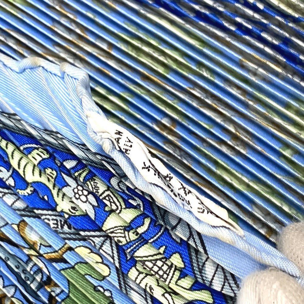 HERMES scarf silk blue Carre PleatedCarre Women Used