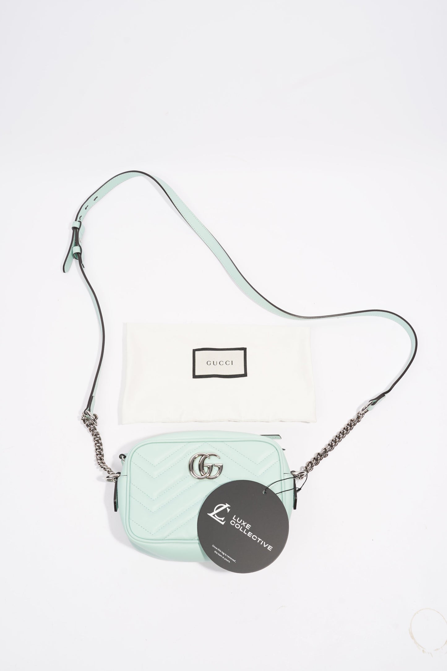 Gucci GG Marmont Mint Green Matelasse Leather Mini