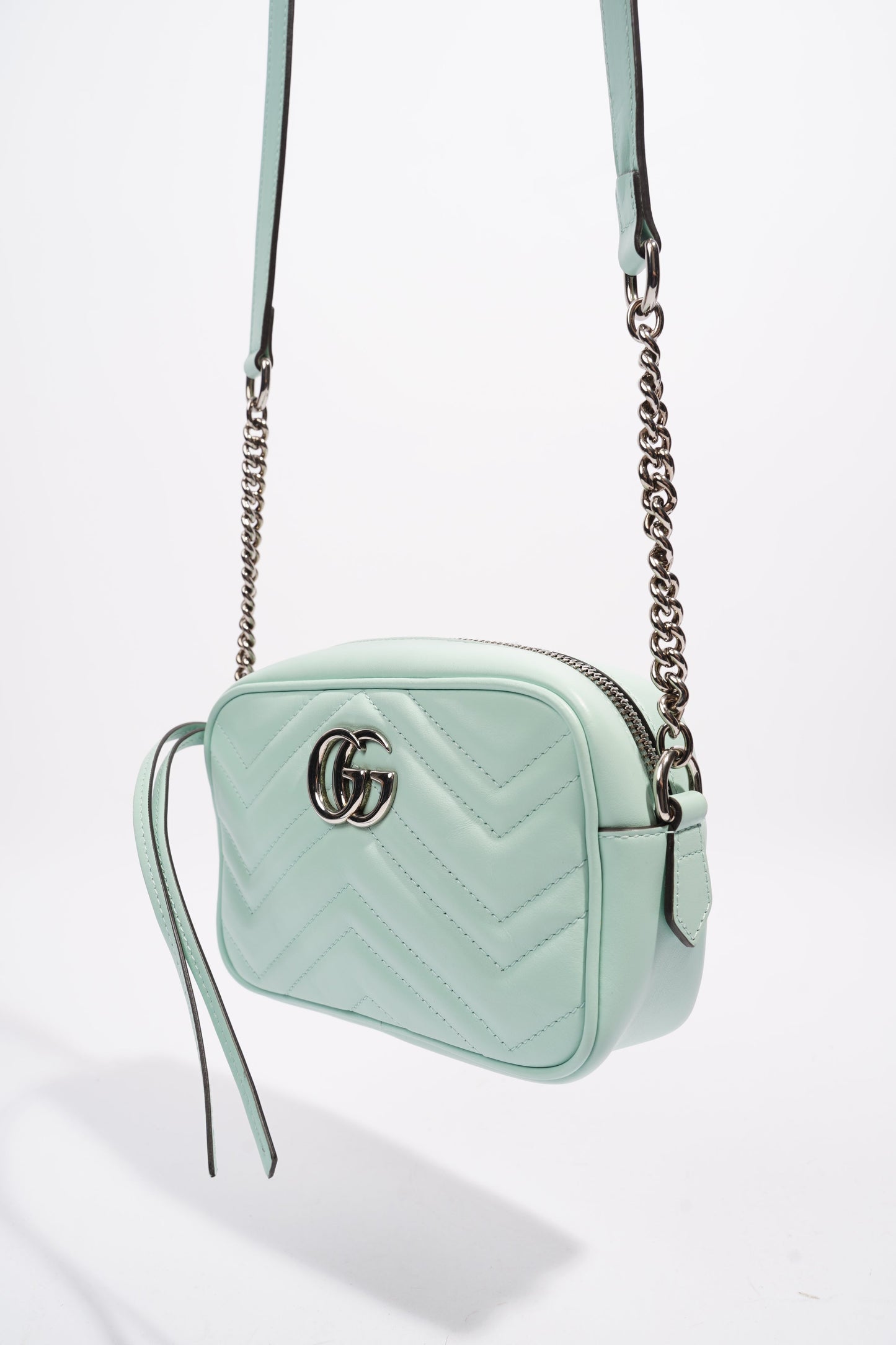 Gucci GG Marmont Mint Green Matelasse Leather Mini
