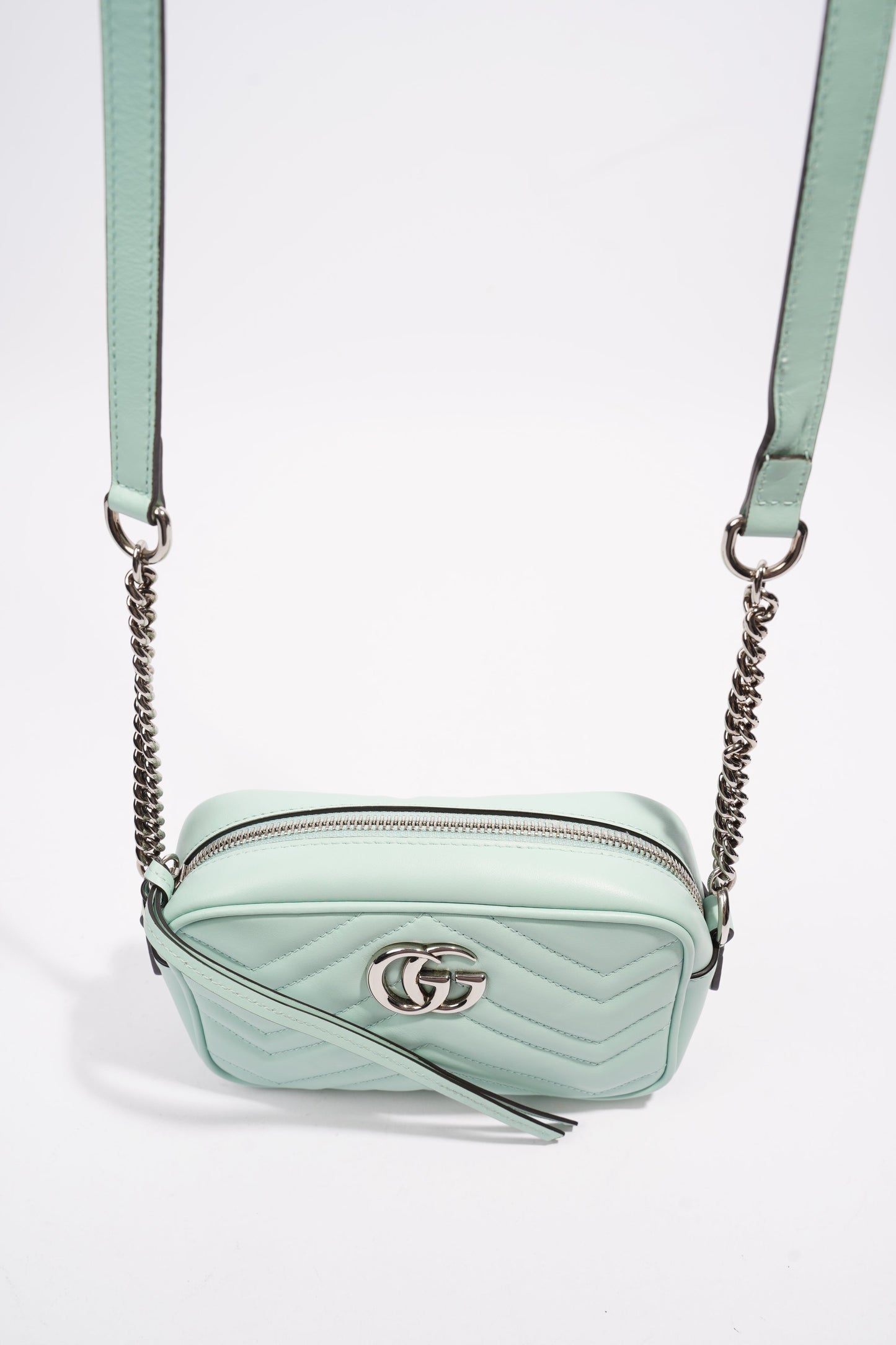 Gucci GG Marmont Mint Green Matelasse Leather Mini