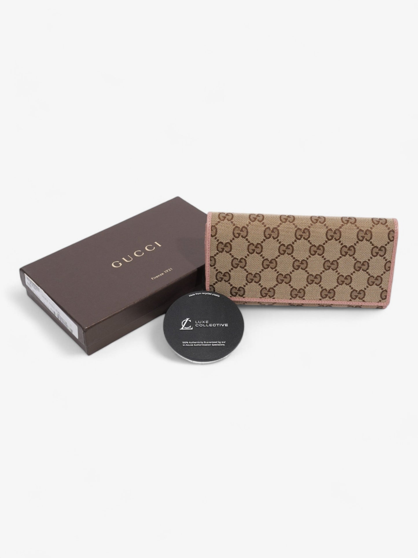 Gucci Two-Folded Wallet GG Supreme / Baby Pink Canvas