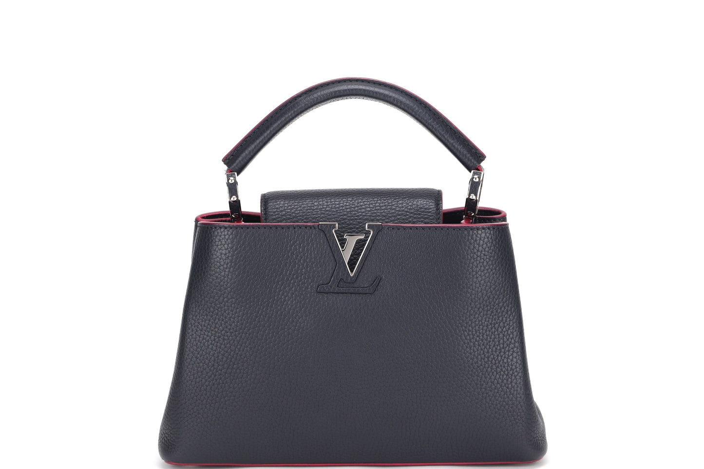 LOUIS VUITTON CAPUCINS BB (AR1105) MARINE ROUGE COLOR TAURILLON LEATHER SILVER HARDWARE, WITH STRAP & DUST COVER
