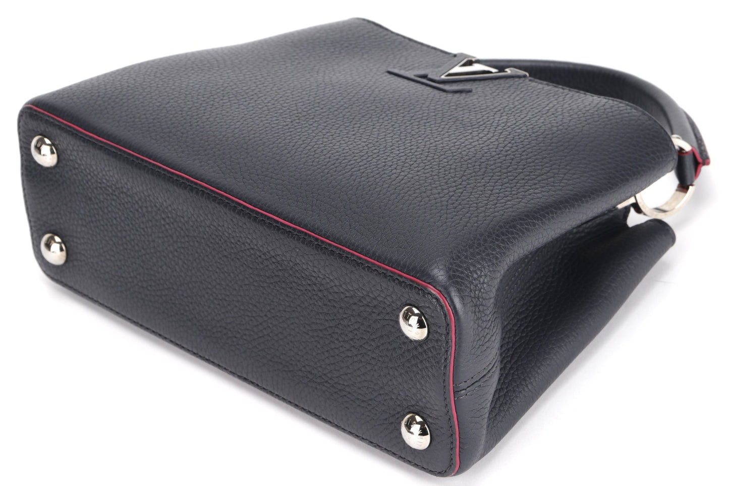 LOUIS VUITTON CAPUCINS BB (AR1105) MARINE ROUGE COLOR TAURILLON LEATHER SILVER HARDWARE, WITH STRAP & DUST COVER