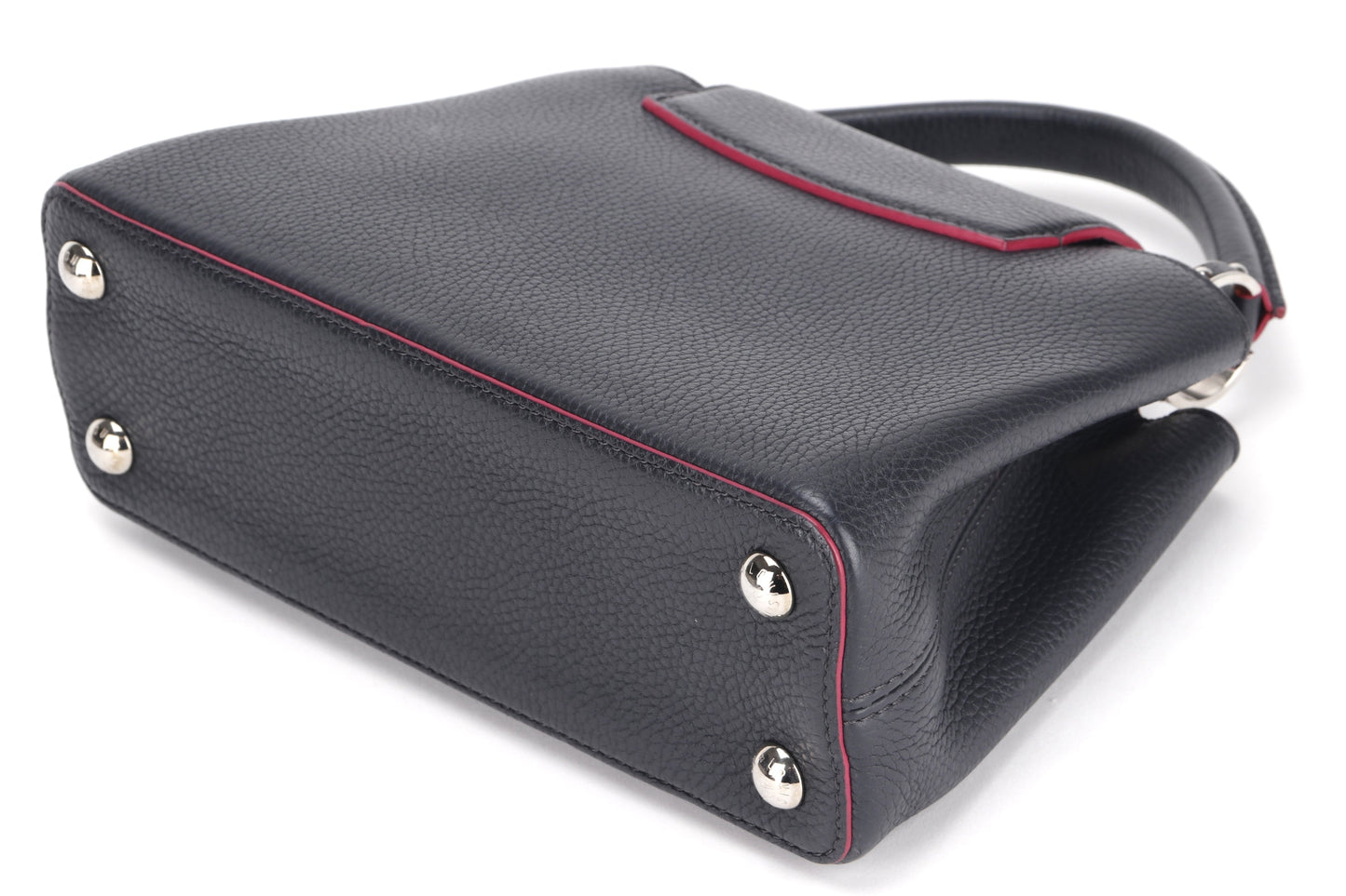 LOUIS VUITTON CAPUCINS BB (AR1105) MARINE ROUGE COLOR TAURILLON LEATHER SILVER HARDWARE, WITH STRAP & DUST COVER