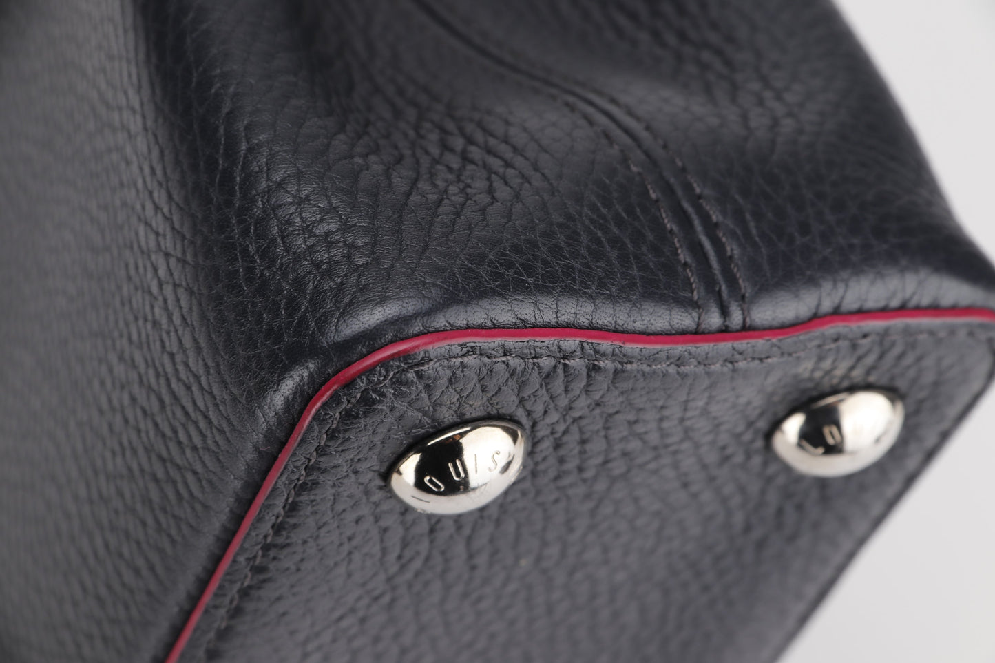 LOUIS VUITTON CAPUCINS BB (AR1105) MARINE ROUGE COLOR TAURILLON LEATHER SILVER HARDWARE, WITH STRAP & DUST COVER