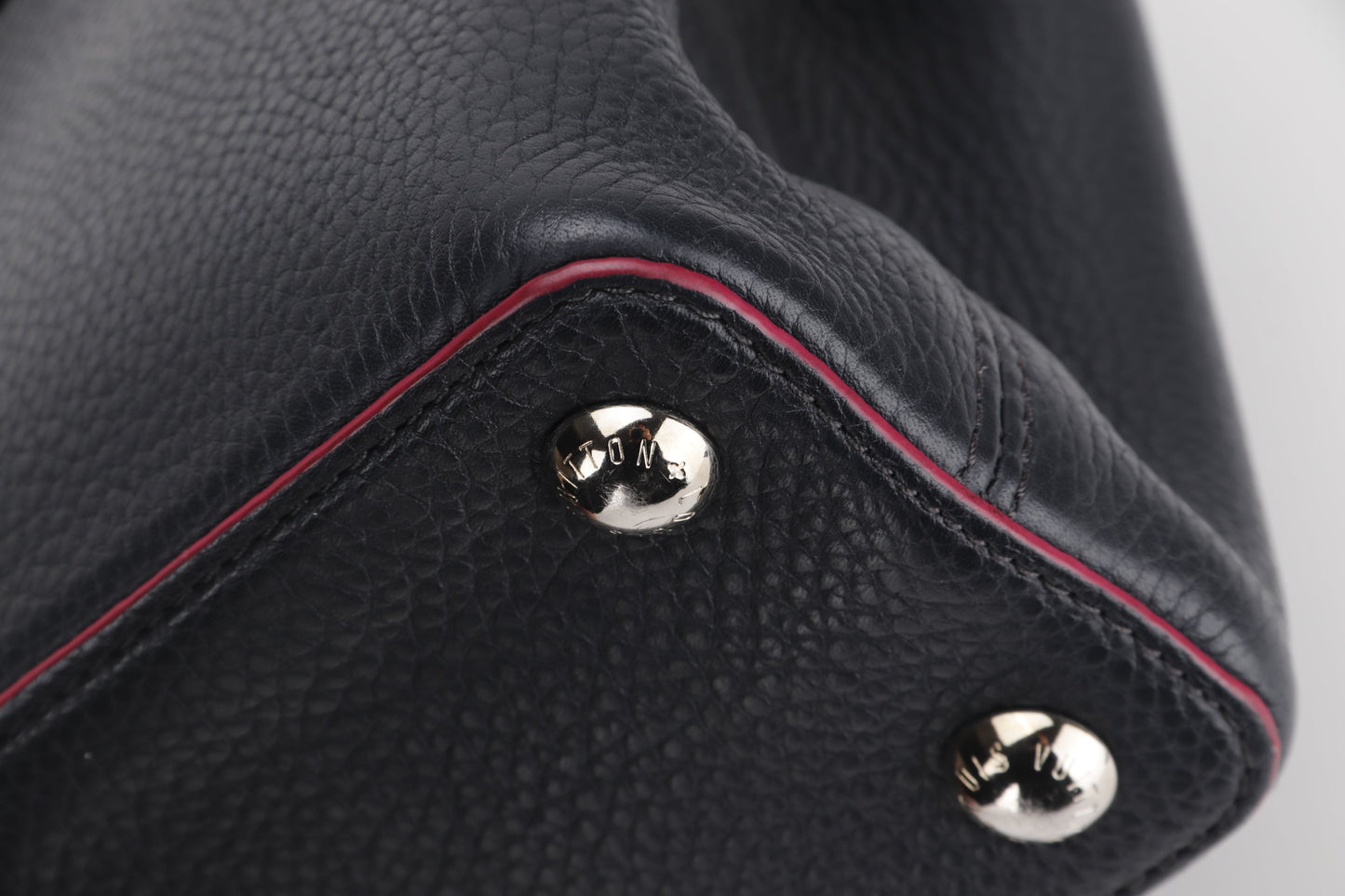 LOUIS VUITTON CAPUCINS BB (AR1105) MARINE ROUGE COLOR TAURILLON LEATHER SILVER HARDWARE, WITH STRAP & DUST COVER