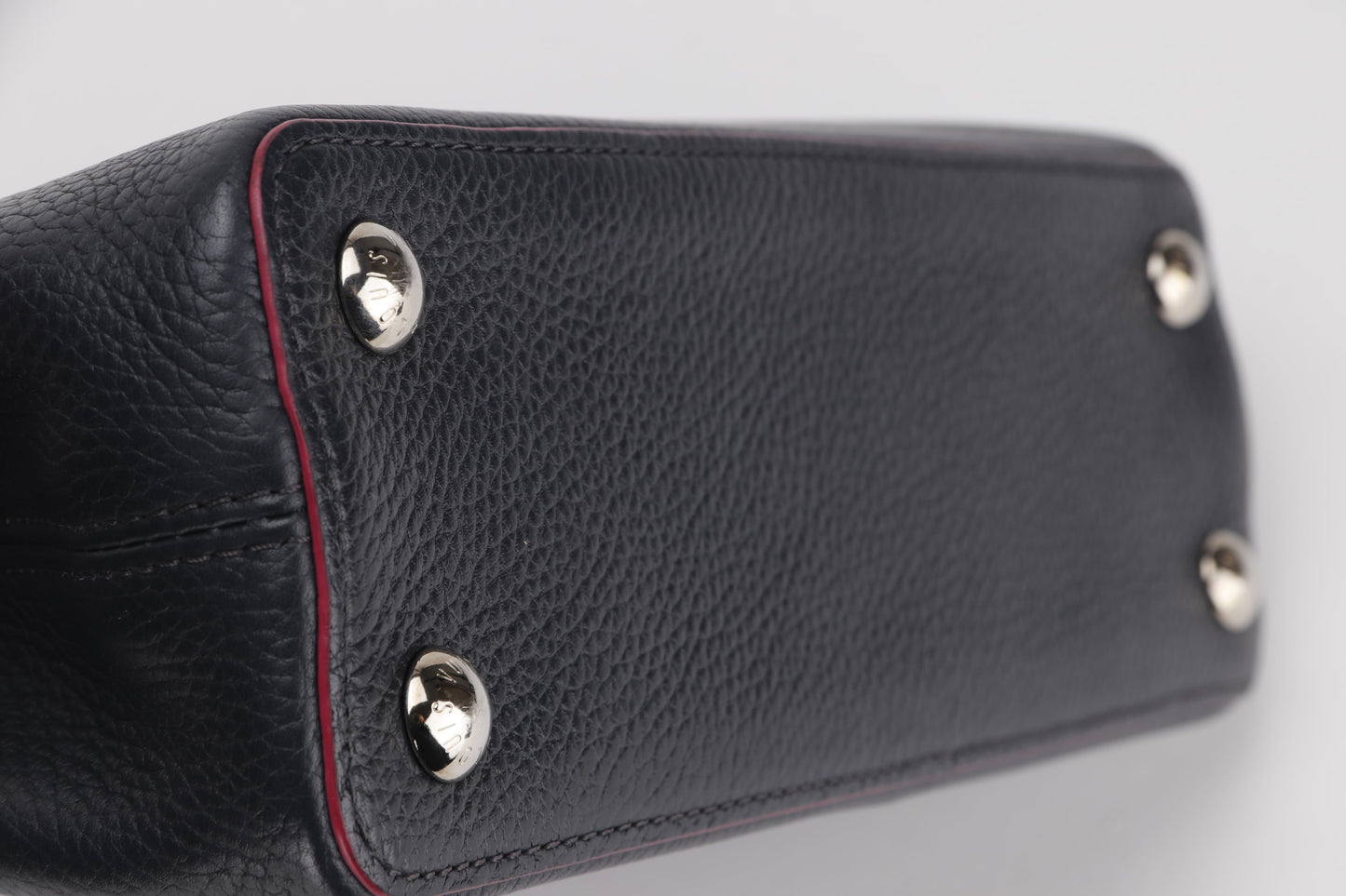 LOUIS VUITTON CAPUCINS BB (AR1105) MARINE ROUGE COLOR TAURILLON LEATHER SILVER HARDWARE, WITH STRAP & DUST COVER