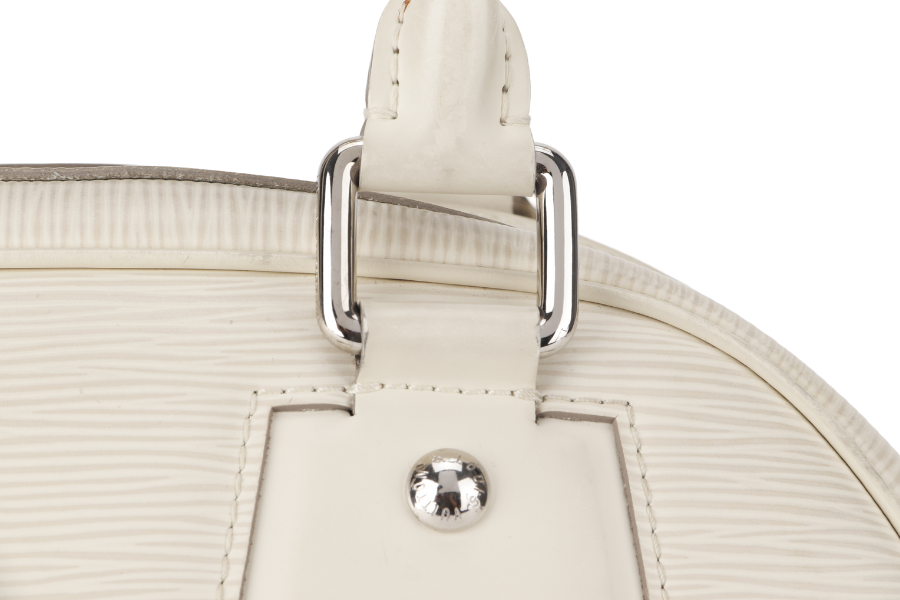 LOUIS VUITTON BOWLING MONTAIGNE PM (M6932J) WHITE EPI LEATHER SILVER HARDWARE WITH DUST COVER