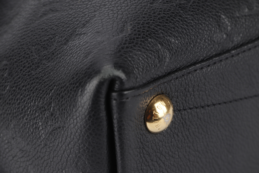 LOUIS VUITTON "V" TOTE MM (M44421) BLACK EMPREINTE LEATHER GOLD HARDWARE WITH STRAP