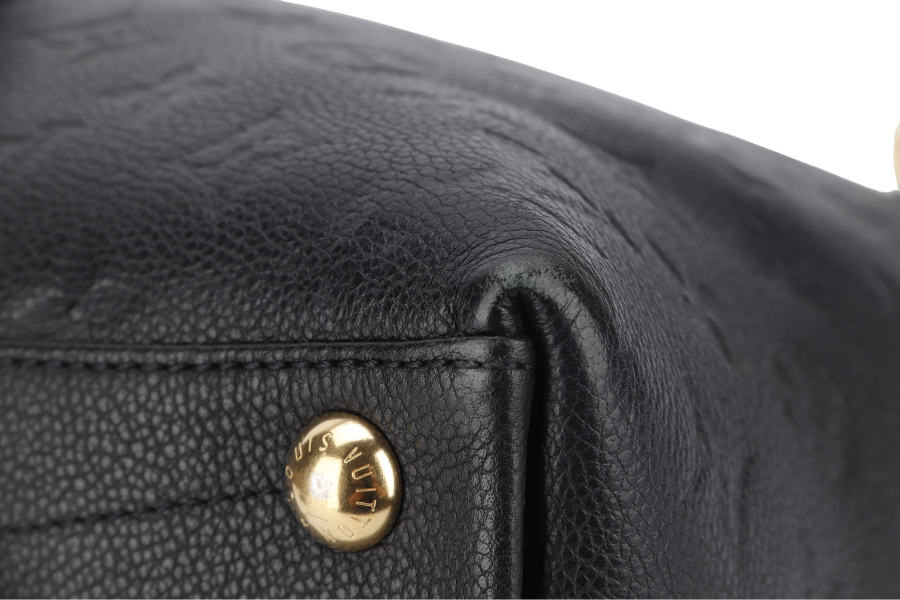 LOUIS VUITTON "V" TOTE MM (M44421) BLACK EMPREINTE LEATHER GOLD HARDWARE WITH STRAP