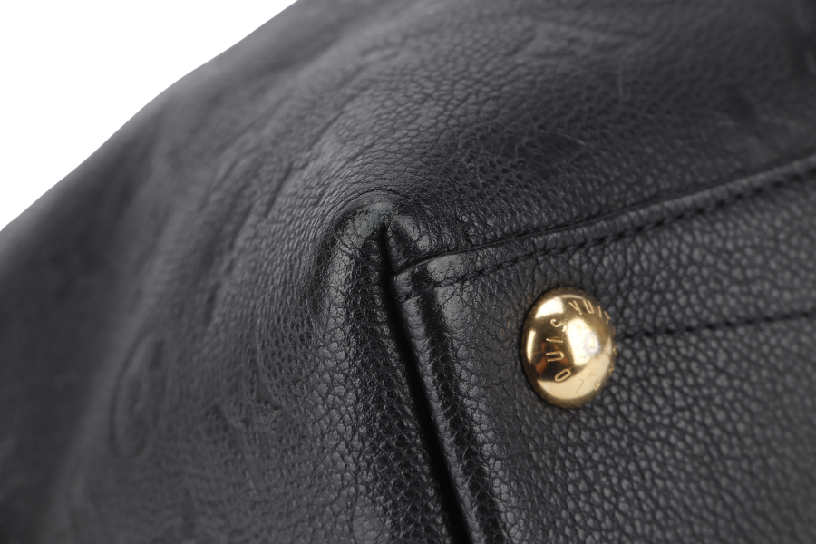LOUIS VUITTON "V" TOTE MM (M44421) BLACK EMPREINTE LEATHER GOLD HARDWARE WITH STRAP