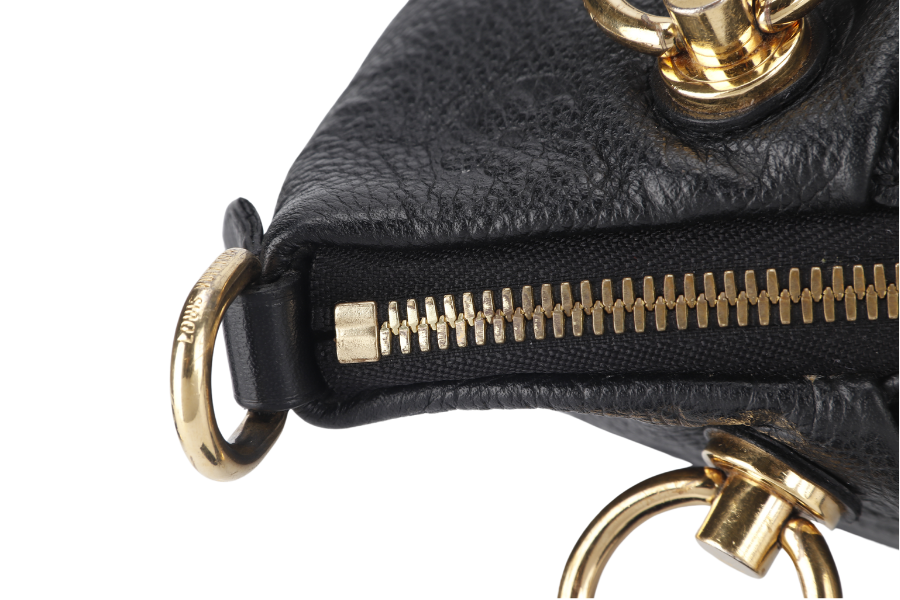 LOUIS VUITTON "V" TOTE MM (M44421) BLACK EMPREINTE LEATHER GOLD HARDWARE WITH STRAP
