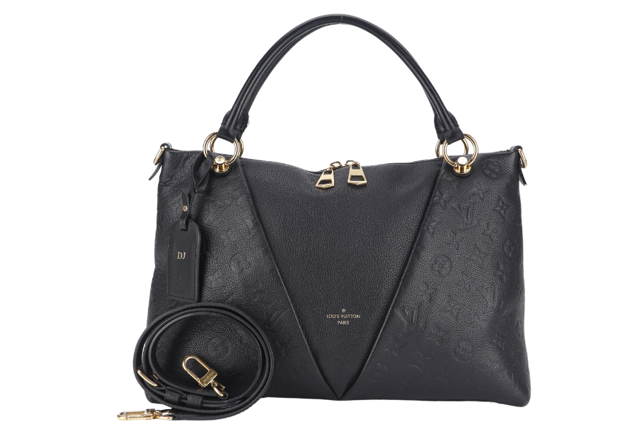 LOUIS VUITTON "V" TOTE MM (M44421) BLACK EMPREINTE LEATHER GOLD HARDWARE WITH STRAP