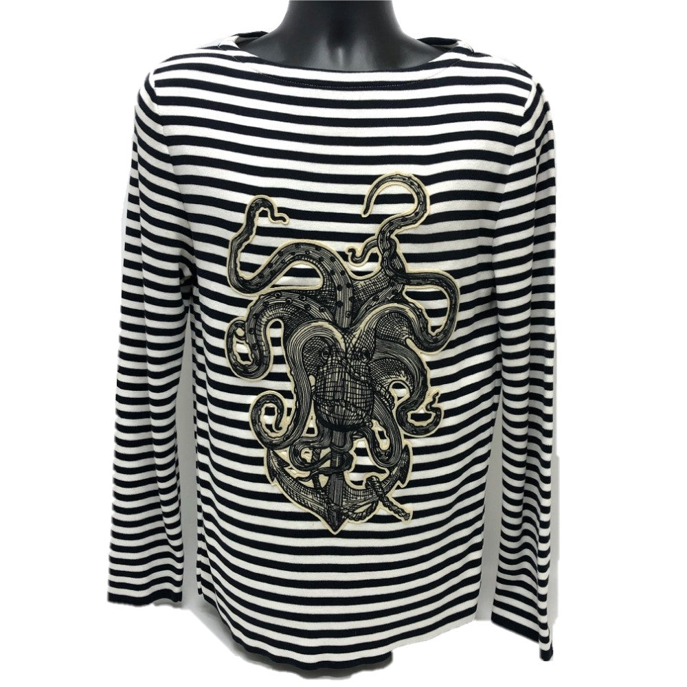GUCCI sweat 461177 cotton White x black tops Border octopus motif XS