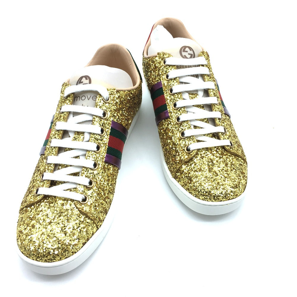 GUCCI sneakers 475610 Glitter Canvas , Sequins Gold type Sherry line 36.5