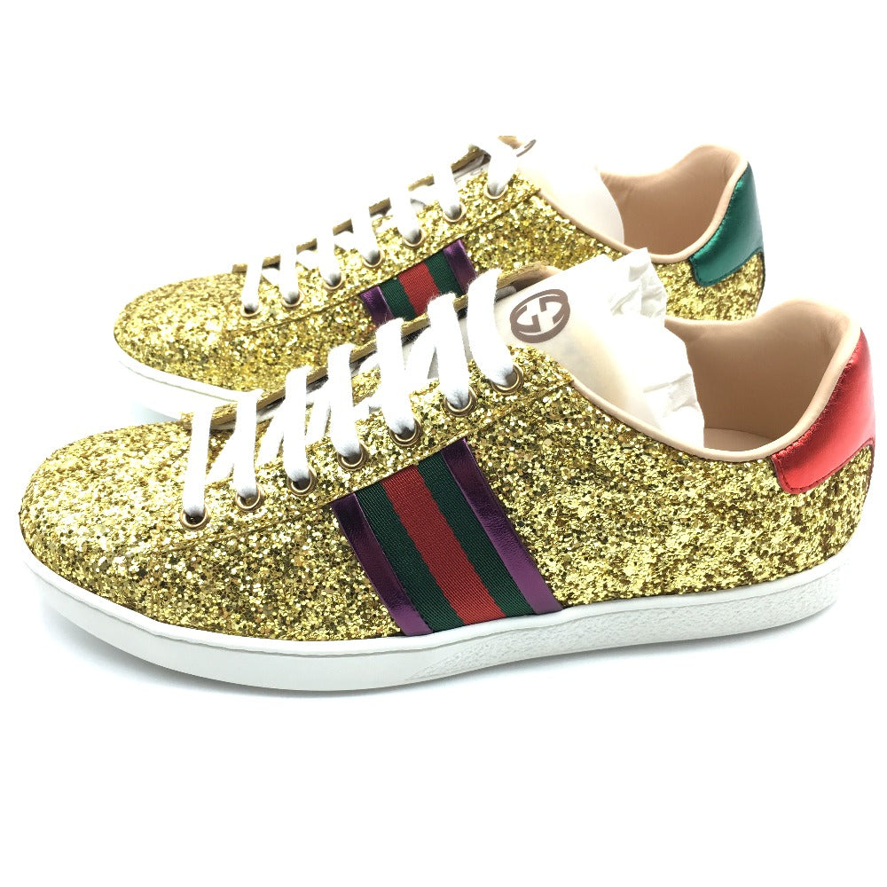 GUCCI sneakers 475610 Glitter Canvas , Sequins Gold type Sherry line 36.5